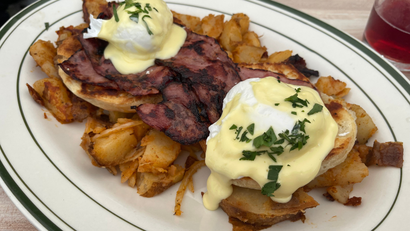 Guitelle's biscuit benedict with turkey bacon